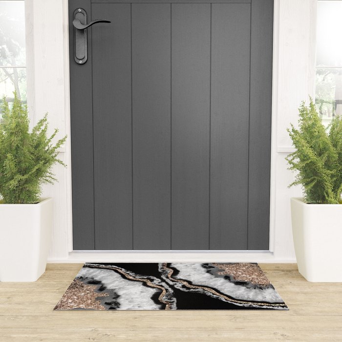 Yin Yang Agate Glitter Glam #8 #gem #decor #art #society6 Welcome Mat Gallery Image 3