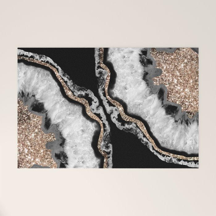 Yin Yang Agate Glitter Glam #8 #gem #decor #art #society6 Welcome Mat Gallery Image 1