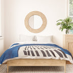 Colorful Mid Century Modern Abstract Fun Shapes Patterns Navy Blue Abstract Expressionism Duvet Cover Gallery Image 3