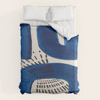 Colorful Mid Century Modern Abstract Fun Shapes Patterns Navy Blue Abstract Expressionism Duvet Cover Gallery Image 6