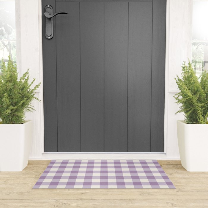 Lavender Gingham Welcome Mat Gallery Image 3