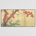 Maple Tree Japanese Edo Period Six-Panel Gold Leaf Screen Desk Mat Gallery Image 3