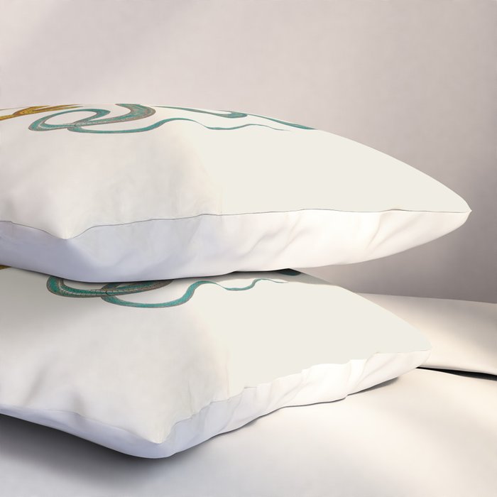 Albertus Seba Snakes Illustration Teal And Yellow Scales Pillow Sham Gallery Image 3