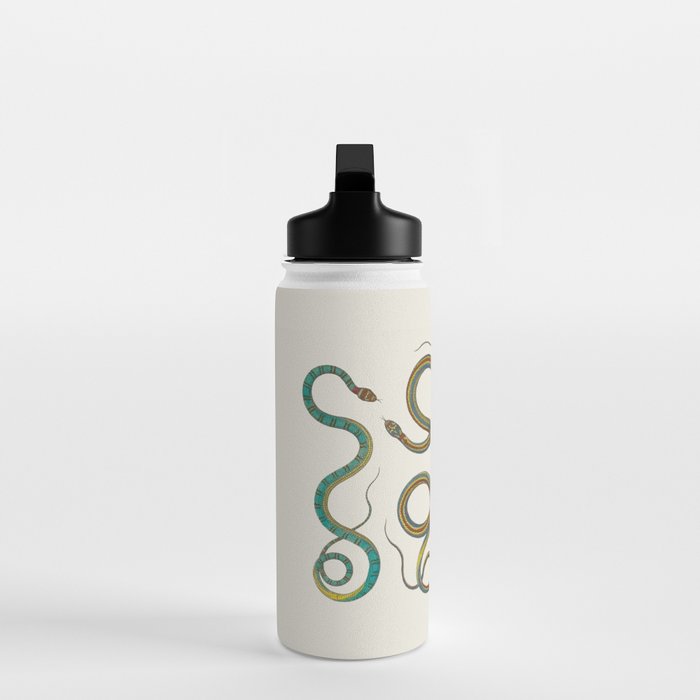 Albertus Seba Snakes Illustration Teal And Yellow Scales Water Bottle Gallery Image 3