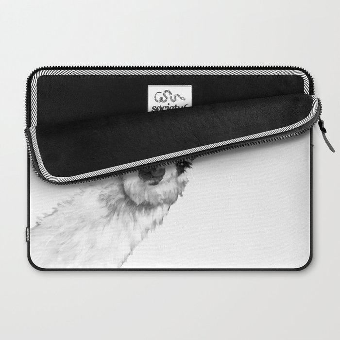Sneaky Llama Black and White Laptop Sleeve Gallery Image 2