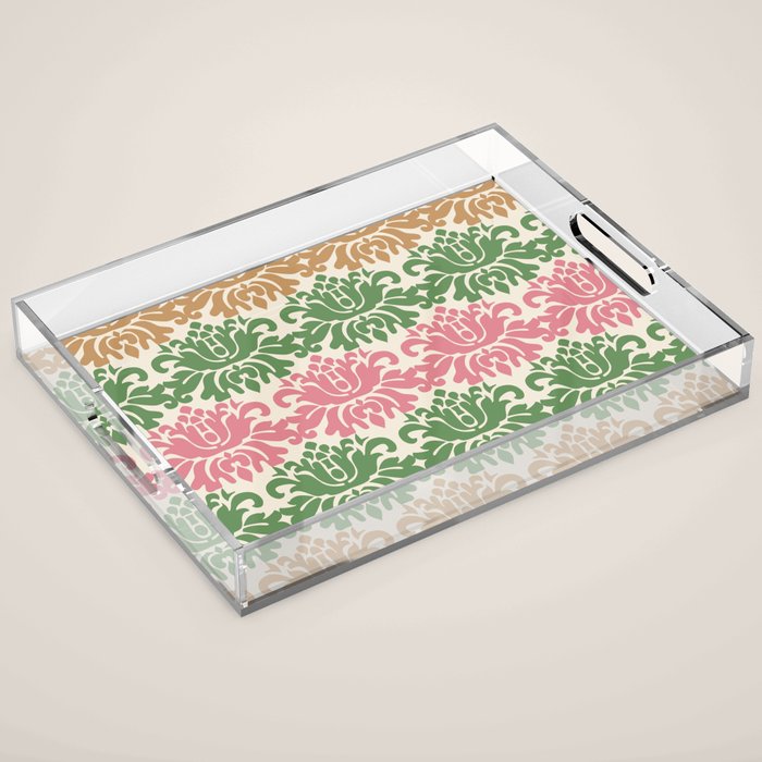 Vintage Damask Floral Pattern Acrylic Tray Gallery Image 1