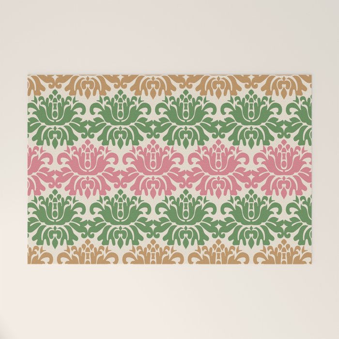 Vintage Damask Floral Pattern Welcome Mat Gallery Image 1