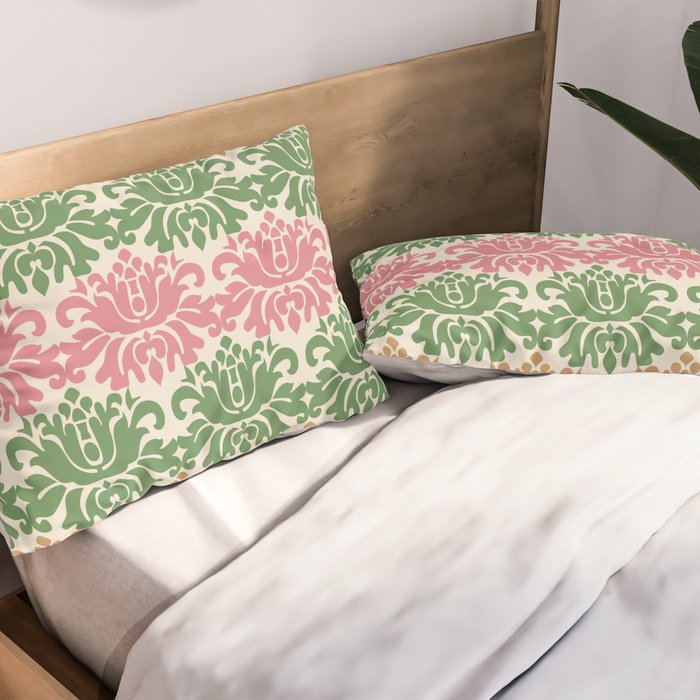 Vintage Damask Floral Pattern Pillow Sham Gallery Image 2