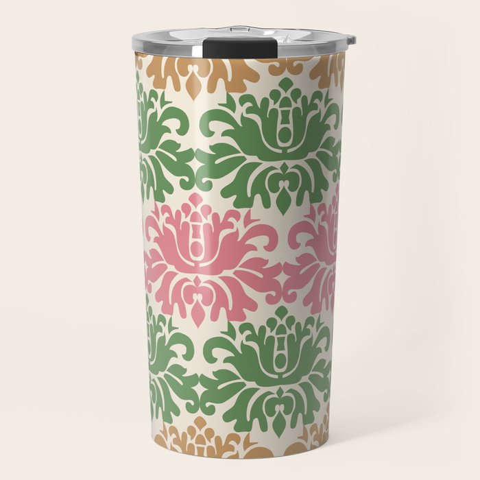Vintage Damask Floral Pattern Travel Mug Gallery Image 1
