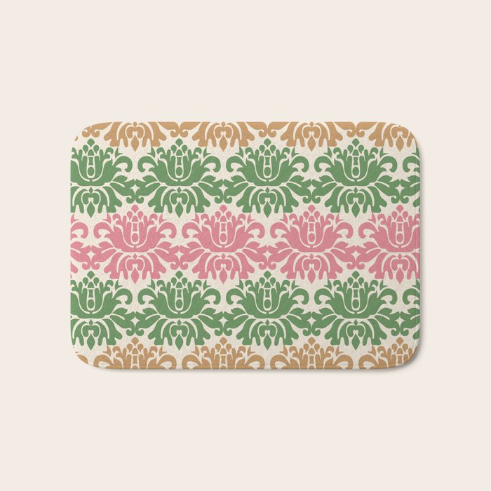 Vintage Damask Floral Pattern Bath Mat Gallery Image 1