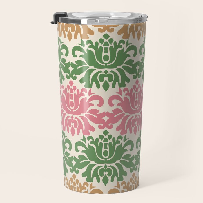 Vintage Damask Floral Pattern Travel Mug Gallery Image 3