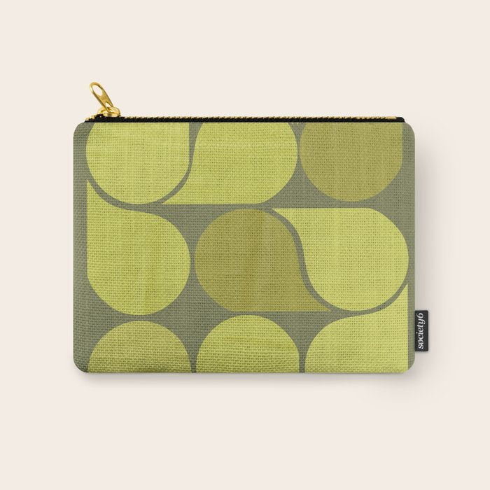 Bright Yellow Teardrop Pattern on Olive Green Carry All Pouch Gallery Image 1