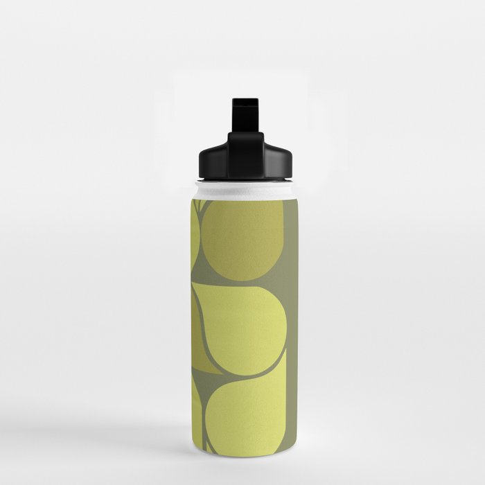 Bright Yellow Teardrop Pattern on Olive Green Water Bottle Gallery Image 2