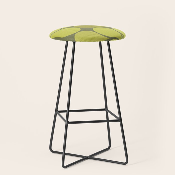 Bright Yellow Teardrop Pattern on Olive Green Stool Gallery Image 1