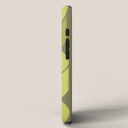 Bright Yellow Teardrop Pattern on Olive Green iPhone Case Gallery Image 2