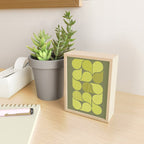 Bright Yellow Teardrop Pattern on Olive Green Mini Art Print Gallery Image 2