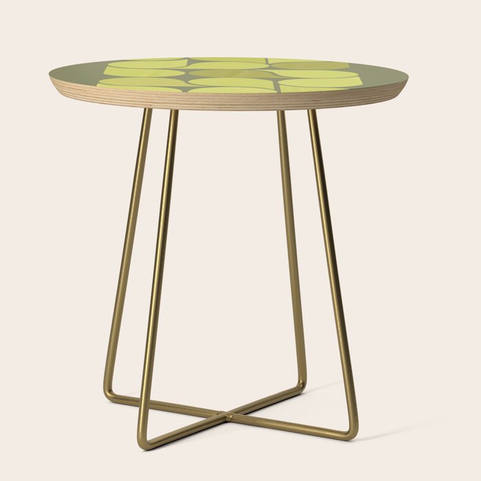 Bright Yellow Teardrop Pattern on Olive Green Side Table Gallery Image 1