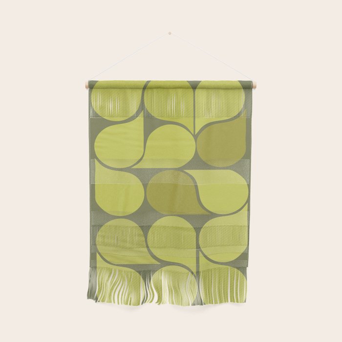 Bright Yellow Teardrop Pattern on Olive Green Wall Hanging Gallery Image 1