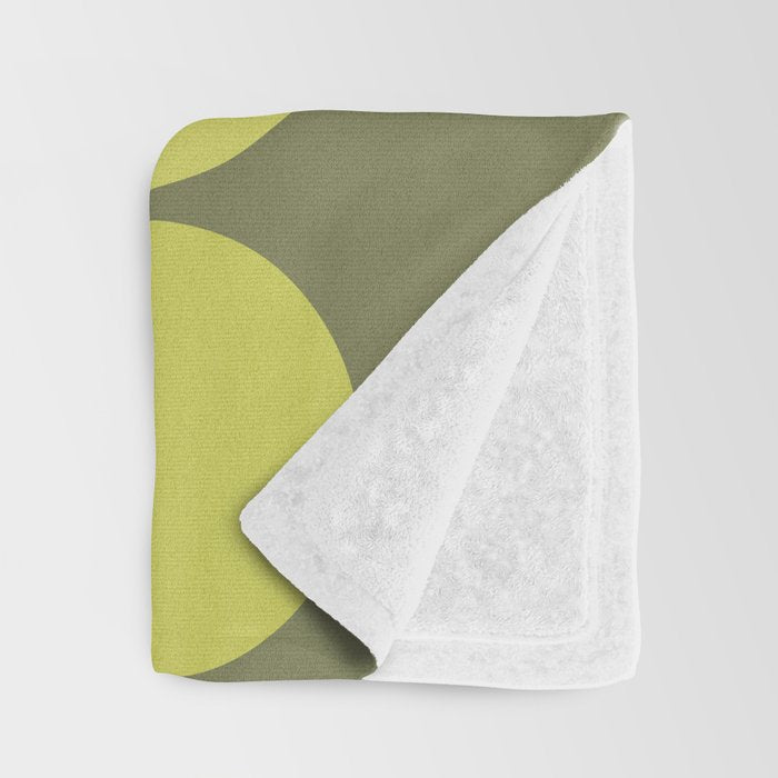 Bright Yellow Teardrop Pattern on Olive Green Throw Blanket Gallery Image 3