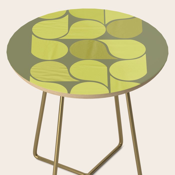 Bright Yellow Teardrop Pattern on Olive Green Side Table Gallery Image 2
