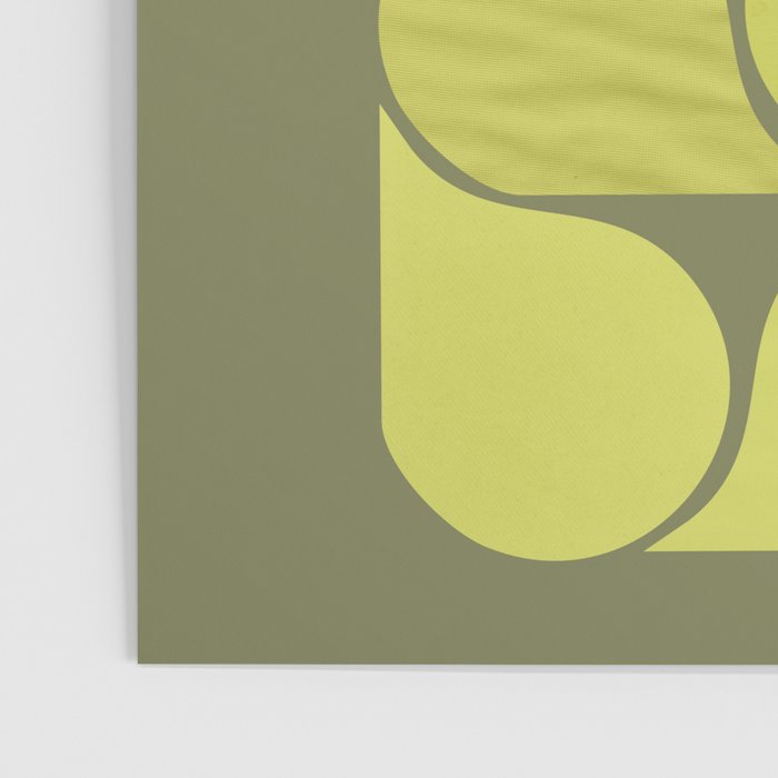 Bright Yellow Teardrop Pattern on Olive Green Poster Gallery Image 3