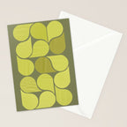 Bright Yellow Teardrop Pattern on Olive Green Stationery Card Gallery Image 2
