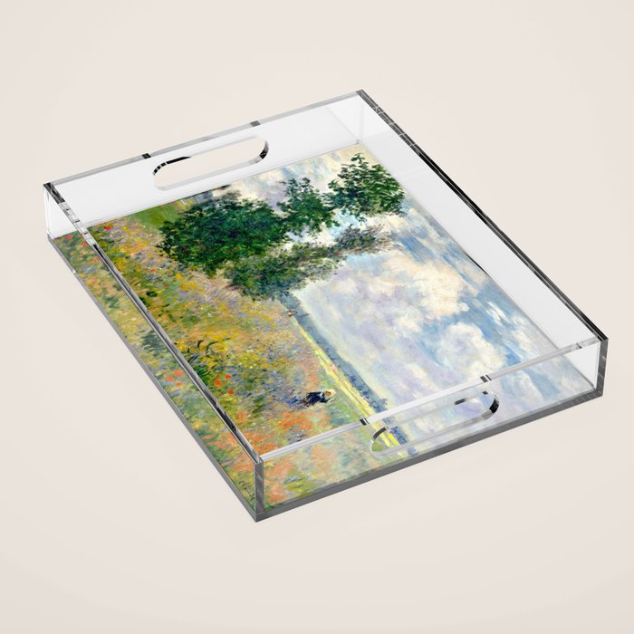Poppy Fields near Argenteuil by Claude Monet Acrylic Tray Gallery Image 1