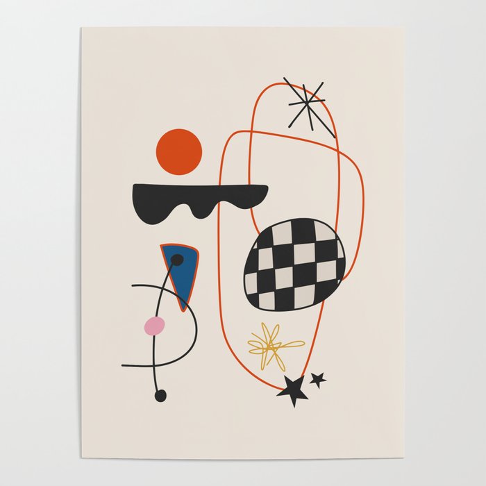 Abstract Eclectic Colorful Joan Mirò Inspired 2 Poster Gallery Image 1