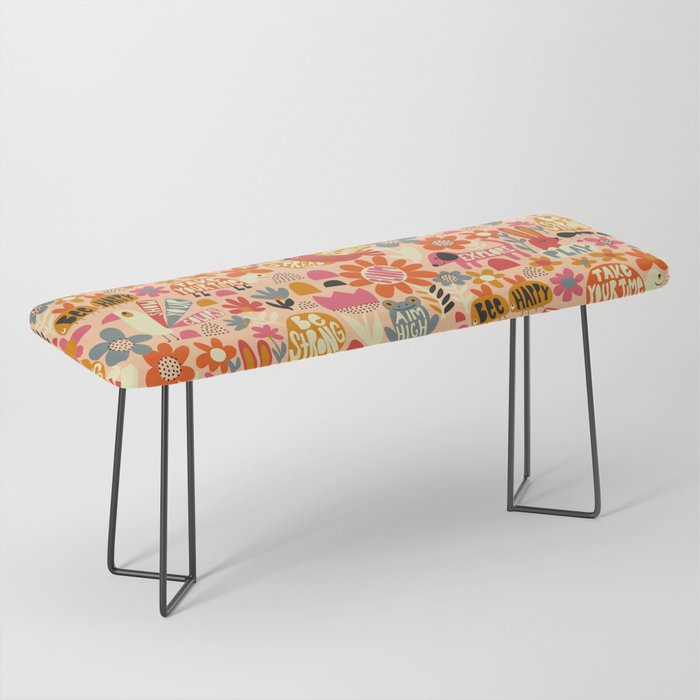 Playful Meadow Cute Animals with Motivational Affirmations - Bright and Warm Bench Gallery Image 1