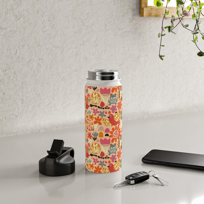Playful Meadow Cute Animals with Motivational Affirmations - Bright and Warm Water Bottle Gallery Image 4