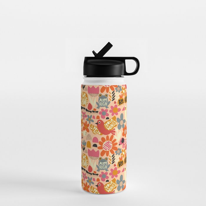 Playful Meadow Cute Animals with Motivational Affirmations - Bright and Warm Water Bottle Gallery Image 1
