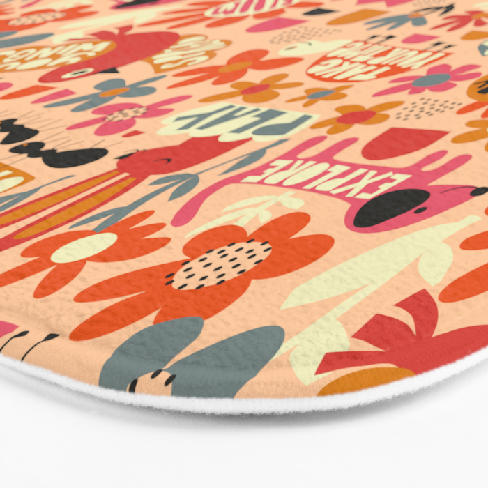 Playful Meadow Cute Animals with Motivational Affirmations - Bright and Warm Bath Mat Gallery Image 3