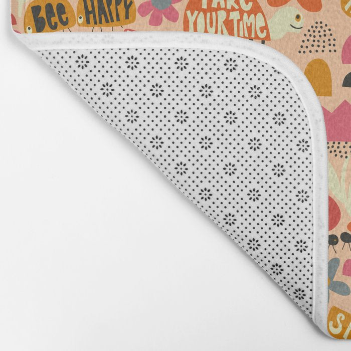 Playful Meadow Cute Animals with Motivational Affirmations - Bright and Warm Bath Mat Gallery Image 2