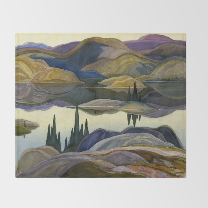 Canadian Landscape Franklin Carmichael Art Nouveau Post-Impressionism Mirror Lake Throw Blanket Gallery Image 2
