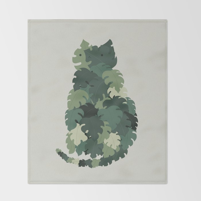 Cat Plants: Meowstera Throw Blanket Gallery Image 2