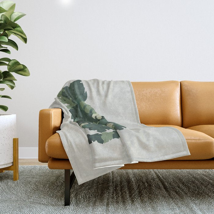 Cat Plants: Meowstera Throw Blanket Gallery Image 1