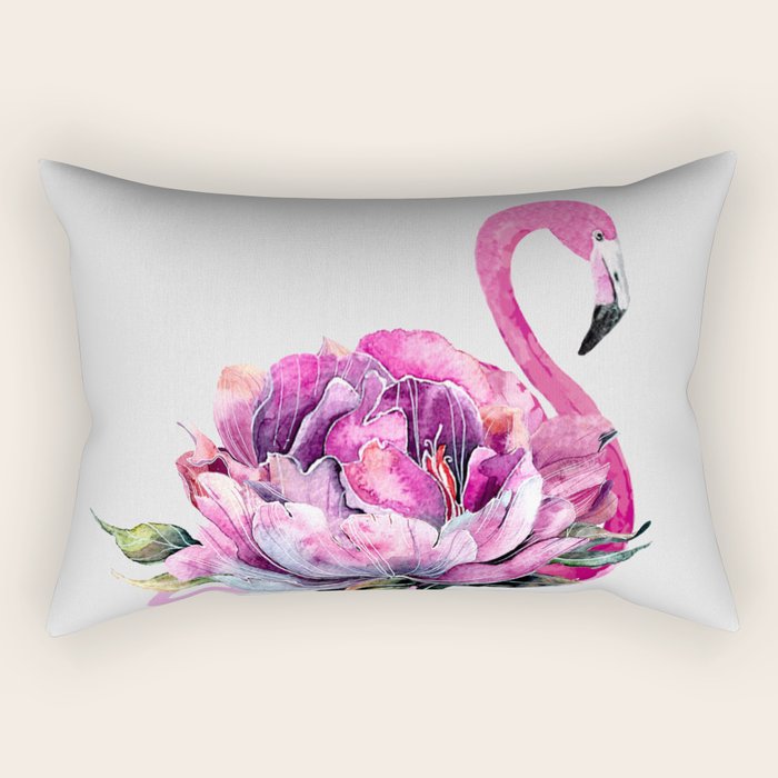Flower Flamingo Rectangular Pillow Gallery Image 2