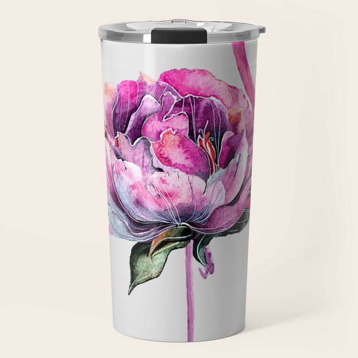 Flower Flamingo Travel Mug Gallery Image 1