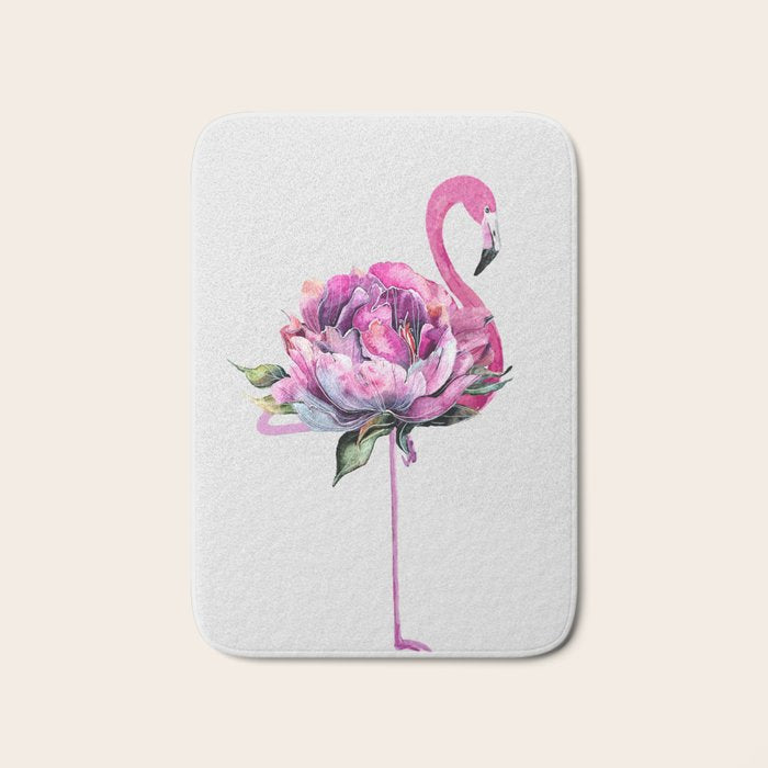Flower Flamingo Bath Mat Gallery Image 1
