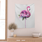 Flower Flamingo Wall Tapestry Gallery Image 2