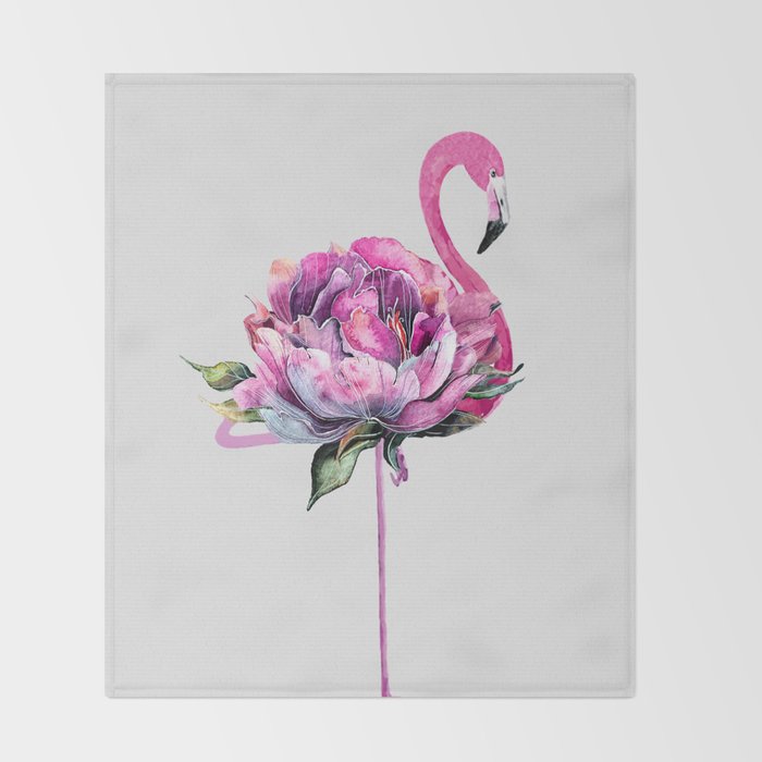 Flower Flamingo Throw Blanket Gallery Image 2