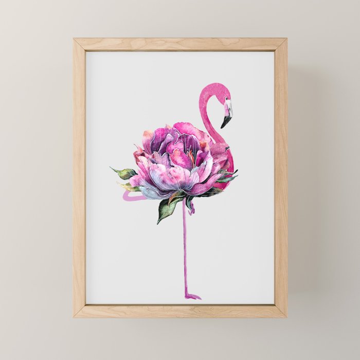Flower Flamingo Mini Art Print Gallery Image 1