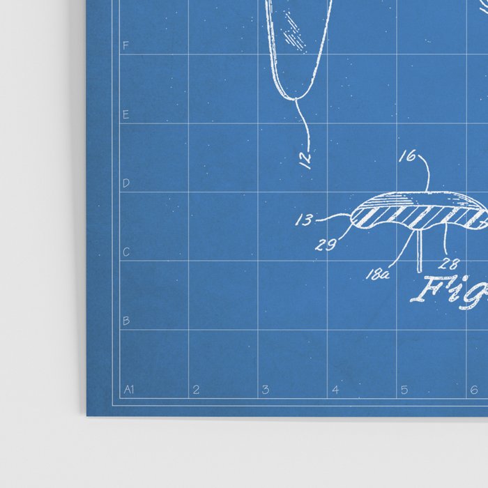 Surfboard Patent - Surfer Surfing Lover Art - Blueprint Poster Gallery Image 3