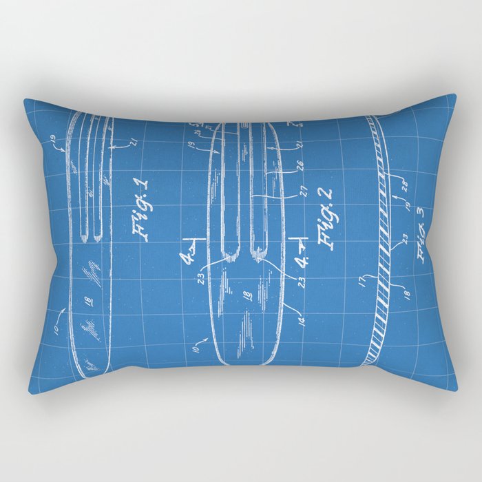 Surfboard Patent - Surfer Surfing Lover Art - Blueprint Rectangular Pillow Gallery Image 1