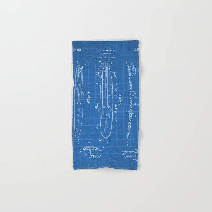 Surfboard Patent - Surfer Surfing Lover Art - Blueprint Bath Towel Gallery Image 1