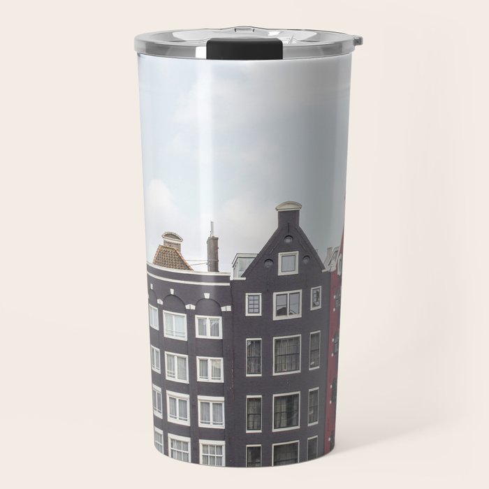 Typical Houses Of Amsterdam Picture | Dutch Urban City Architecture Art Print | Europe Travel Photography Travel Mug Gallery Image 1