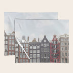 Typical Houses Of Amsterdam Picture | Dutch Urban City Architecture Art Print | Europe Travel Photography Placemat Gallery Image 1