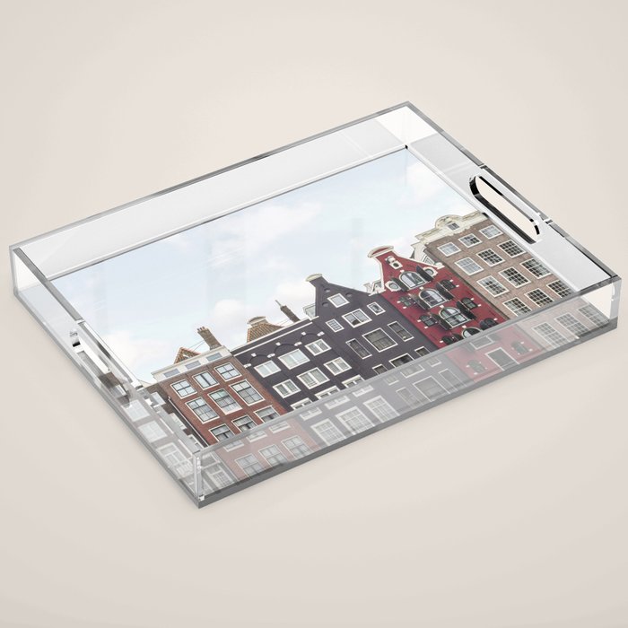 Typical Houses Of Amsterdam Picture | Dutch Urban City Architecture Art Print | Europe Travel Photography Acrylic Tray Gallery Image 1