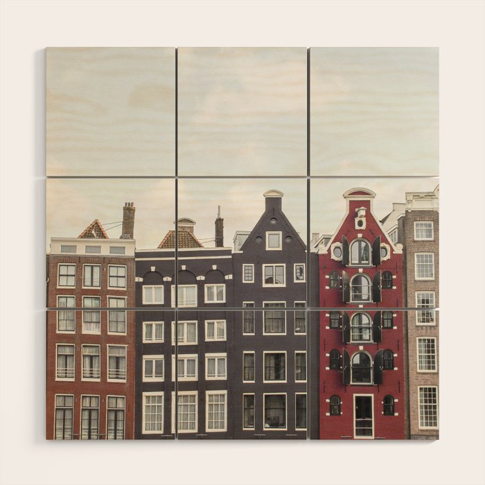 Typical Houses Of Amsterdam Picture | Dutch Urban City Architecture Art Print | Europe Travel Photography Wood Wall Art Gallery Image 1