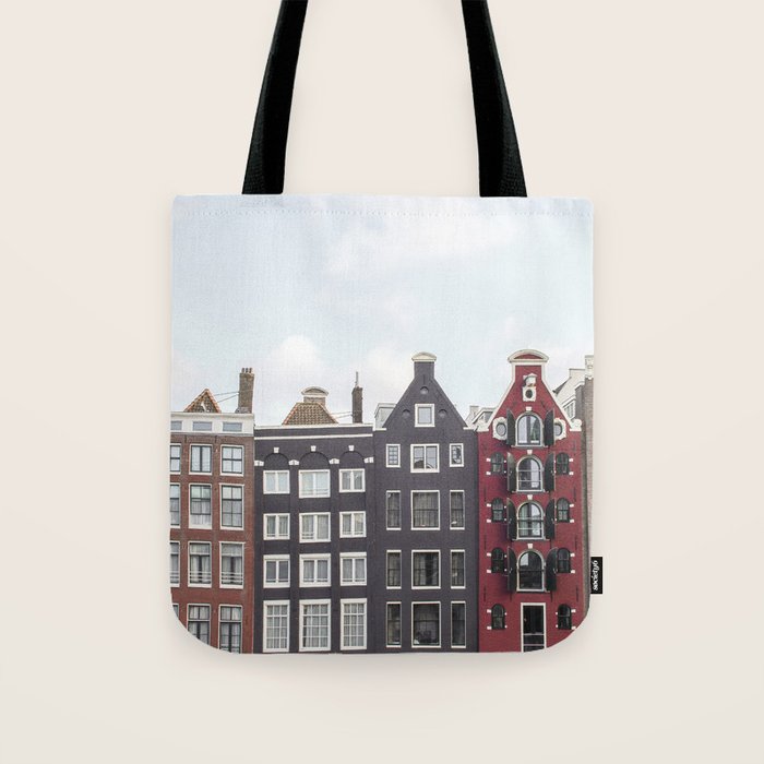 Typical Houses Of Amsterdam Picture | Dutch Urban City Architecture Art Print | Europe Travel Photography Tote Bag Gallery Image 1